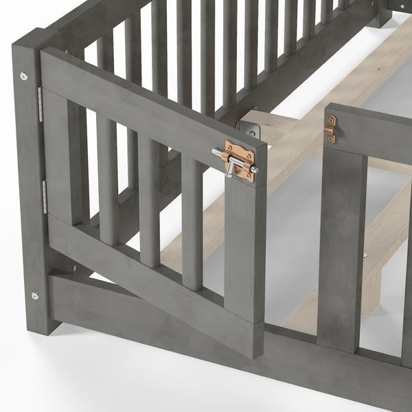 English Elm Twin Xl White Iron Loft Bed with Guardrails and Ladder for Dorm or Teen Room W1580P433579