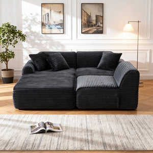 English Elm 105'' Modular Sectional with Washable Woven Cover Convertible L-shape Living Room Sofa W3565S00017