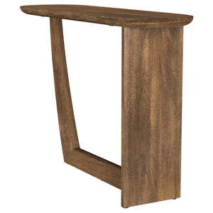 English Elm Alamitos Sculptural Brown Oval Mango Wood Console Table with L‑Legs — Elegant Entryway Statement Piece B062P299786