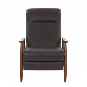 English Elm Sarasota Wood Arm Push Back Recliner with Leather Gel Upholstery, Chestnut Arms & 3-Position Comfort Brown B050P281014