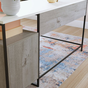 English Elm L-Shaped Modern Desk With Oak And White Finish - Space-Saving Design For Home Office And Study B356P367762