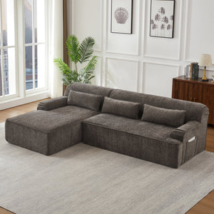 English Elm Chenille Oversized L-Shape Luxury Sectional Sofa - Minimalist, Comfy Sleeper Couch For Stylish Spaces W2339S00066
