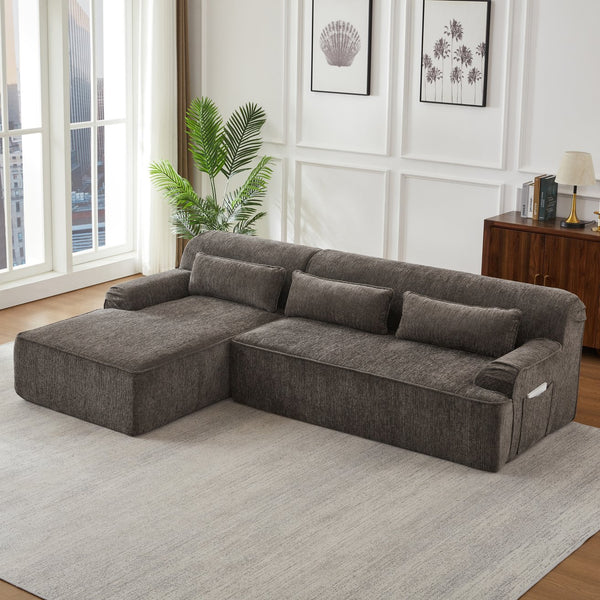 English Elm Chenille Oversized L-Shape Luxury Sectional Sofa - Minimalist, Comfy Sleeper Couch For Stylish Spaces W2339S00066