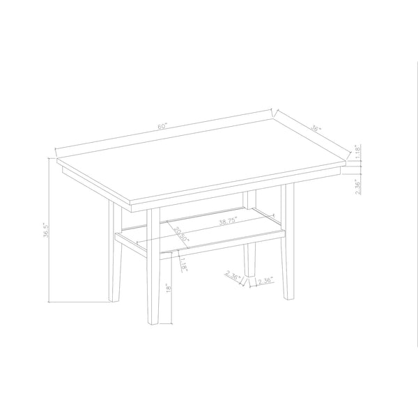 English Elm Marcello Brown Bar Table with Faux Marble Top, Solid Wood & MDF, Storage Shelf, Sturdy Contemporary Design B201P409515