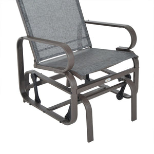 English Elm Outsunny Outdoor Glider Chair With Ergonomic Support, Smooth Rocking Action & Lightweight Design, Gray W2225P174332-GIGA