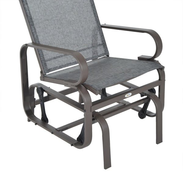 English Elm Outsunny Outdoor Glider Chair With Ergonomic Support, Smooth Rocking Action & Lightweight Design, Gray W2225P174332-GIGA