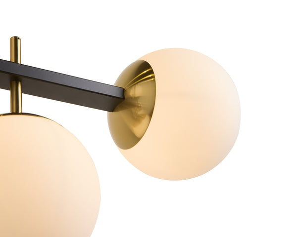 Sunpan Keiley Chandelier: Modern Five-Light Design with White Frosted Glass Shades and Matte Black Frame