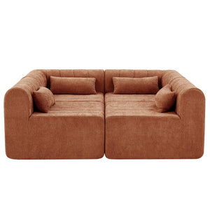 English Elm 145.5 Inch 4 Piece Modular Sectional Sofa Polyester Low Profile Living Room Couch Orange Multi N767P346281O