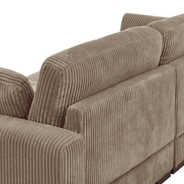 English Elm Large Corduroy Chaise Loveseat with Extended Leg Support for Relaxed Living Rooms Camel B2748S00009