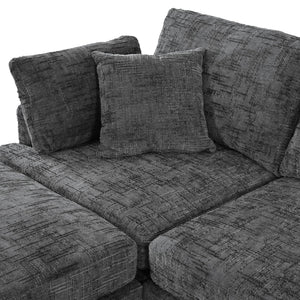 English Elm U-style 127" U-shaped sectional sofa with movable ottoman, chenille comfort, sturdy pine frame and stylish modular design ideal for large living rooms and entertaining Grey WY000458AAE