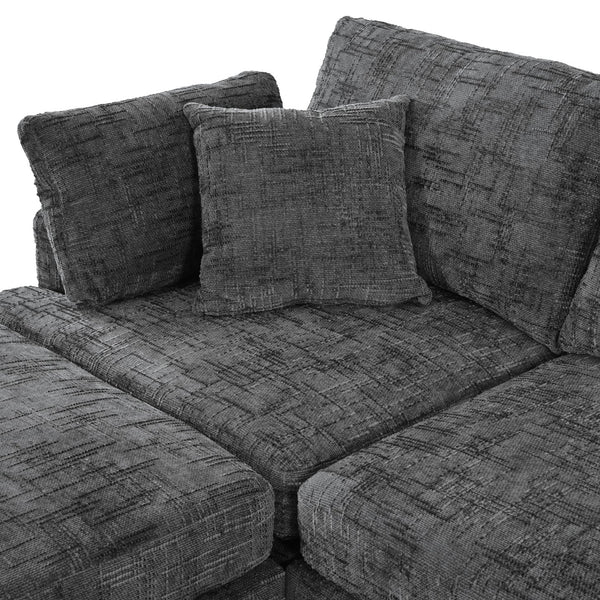 English Elm U-style 127" U-shaped sectional sofa with movable ottoman, chenille comfort, sturdy pine frame and stylish modular design ideal for large living rooms and entertaining Grey WY000458AAE