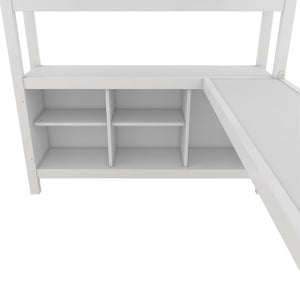 English Elm Metal Loft Bed With L-Shaped Desk & Ample Storage - Full-Size Heavy Duty Bed For Kids & Teens W1580S00067