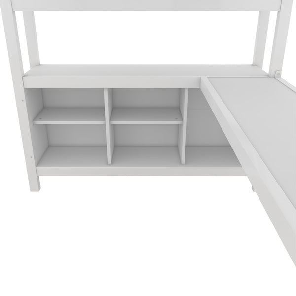English Elm Metal Loft Bed With L-Shaped Desk & Ample Storage - Full-Size Heavy Duty Bed For Kids & Teens W1580S00067