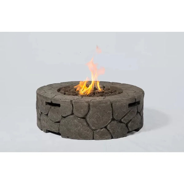 English Elm 9'' Charcoal Grey Fibre Reinforced Concrete Outdoor Fire Pit with 40,000 BTU, Push-Button Ignition, Cover Included B120P203218