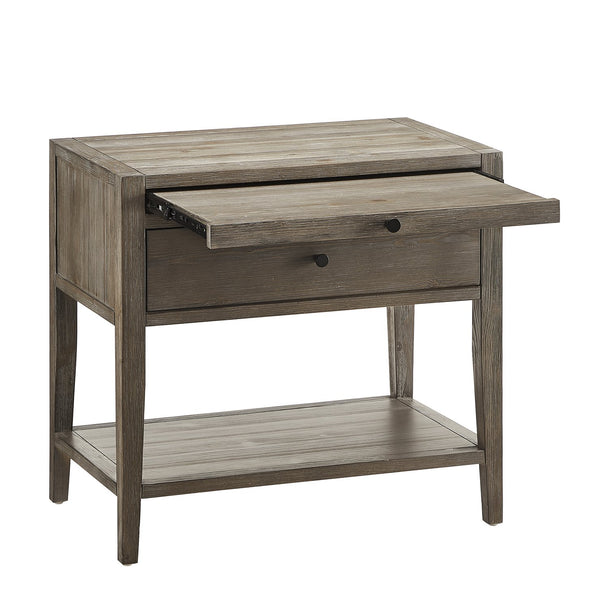 English Elm Sunveil 1-Drawer Nightstand with Pull-Out Tray and Open Shelf, Wood Construction, No Assembly Required Gray B050P362616