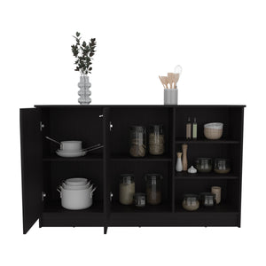 English Elm Ginger Kitchen Island with 26" x 59" Prep Top, Three Open Shelves & Two Cabinets for Hidden Storage B200S00413