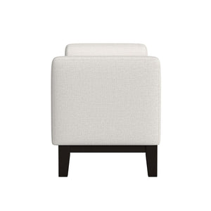 English Elm Upholstered Modern Accent Bench with Armrests and Bolster Pillows, Foam Seat, Black Tapered Legs Vanilla White B016P383452