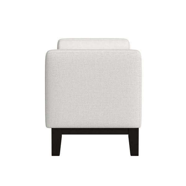 English Elm Upholstered Modern Accent Bench with Armrests and Bolster Pillows, Foam Seat, Black Tapered Legs Vanilla White B016P383452