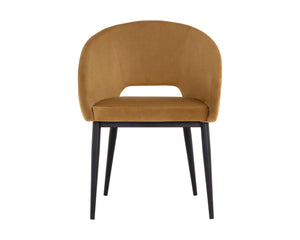 Sunpan THATCHER Dining Armchair - Stylish Black & Gold Sky Upholstered Barrel-Back for Modern Spaces 107978