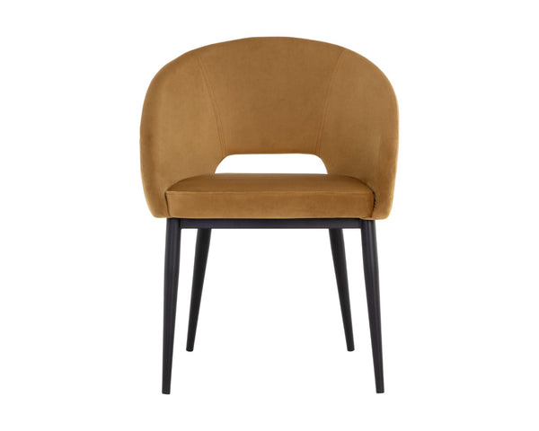 Sunpan THATCHER Dining Armchair - Stylish Black & Gold Sky Upholstered Barrel-Back for Modern Spaces 107978