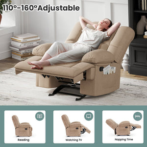 English Elm Oversized Rocking Rocker Recliner Chair with Ergonomic Support, Tool-Free 5-Minute Assembly Comfort Camel T3623P380121
