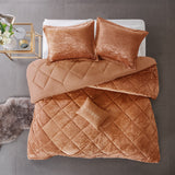 Intelligent Design Felicia Glam/Luxury Velvet Comforter Set with Throw Pillow ID10-2408 Rust