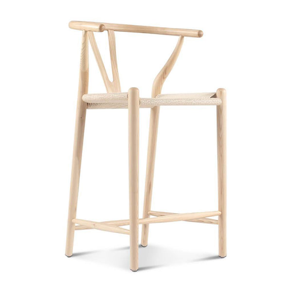 English Elm Wishbone Counter Stool Natural Ash - Solid Ash Wood, Eco Oil Finish, Non-Toxic Upholstery, 38" H B353P343809