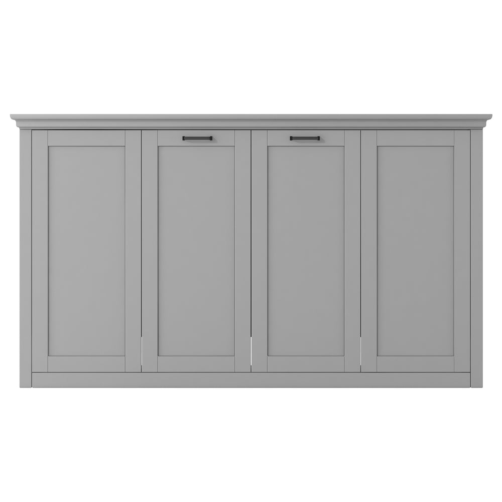 English Elm Twin Murphy Bed Cabinet Foldaway Gray — Space-Saving Twin Wall Bed with Integrated Legs, 1000lb Capacity GX002043AAE