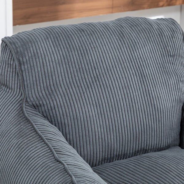 English Elm Giant Corduroy Bean Bag Sofa with Armrests Foam Filled Cozy Adult Lounge Chair Dark Gray W2200P442800