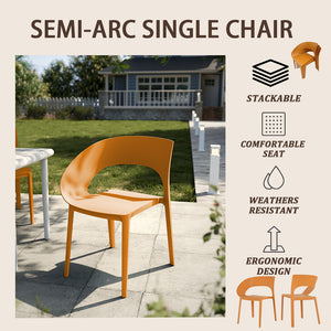 English Elm Tropical Polypropylene Stackable Chairs Set of 4 — Tropical Orange, Weatherproof, Ergonomic, No-Assembly W3450P322882