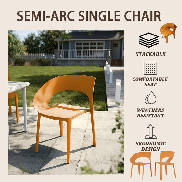 English Elm Tropical Polypropylene Stackable Chairs Set of 4 — Tropical Orange, Weatherproof, Ergonomic, No-Assembly W3450P322882