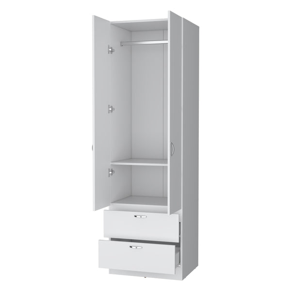 English Elm Tall Mayer Wardrobe Melamine with Hanging Rod, Two Doors & Drawers — Durable, Space-Saving Closet Solution B128P203060