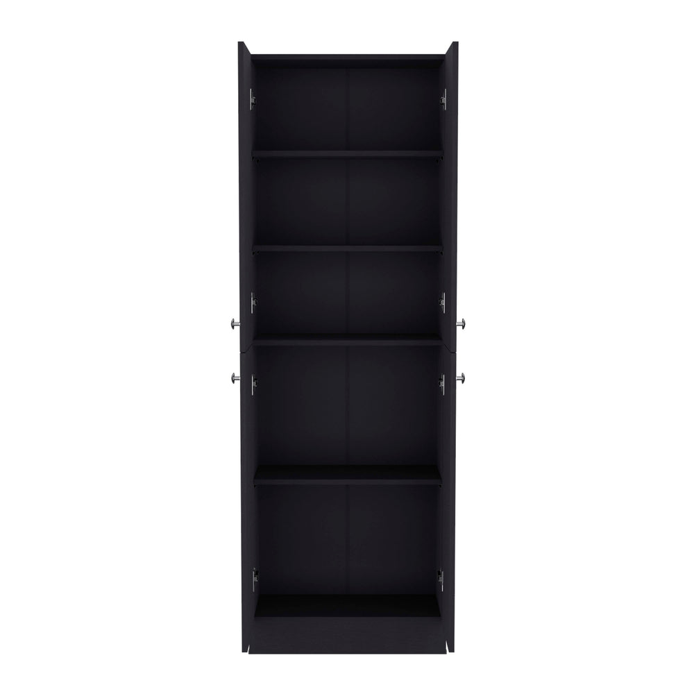 English Elm Kitchen Pantry Tall Cabinet 71" H with 4 Doors and 5 Adjustable Shelves for Organized Storage and Laundry Black 42.91 L x 28.74 W x 5.12 H B097P221376