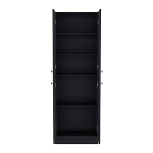 English Elm Kitchen Pantry Tall Cabinet 71" H with 4 Doors and 5 Adjustable Shelves for Organized Storage and Laundry Black 42.91 L x 28.74 W x 5.12 H B097P221376
