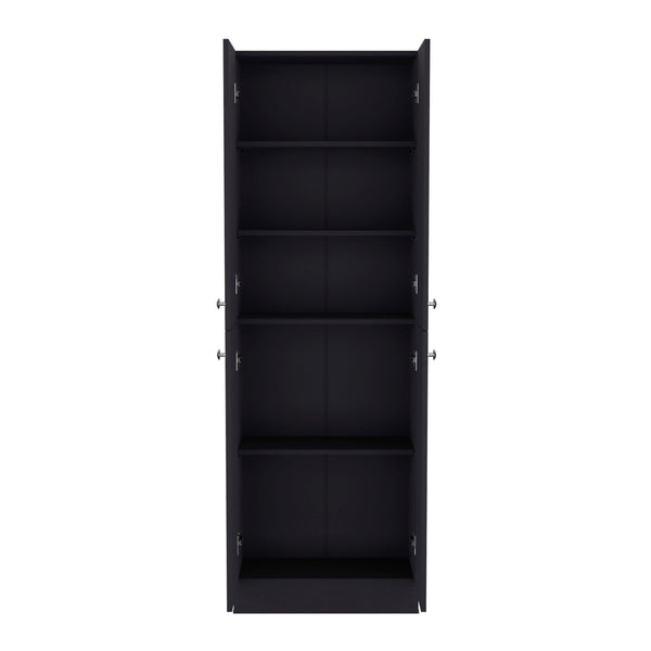 English Elm Kitchen Pantry Tall Cabinet 71" H with 4 Doors and 5 Adjustable Shelves for Organized Storage and Laundry Black 42.91 L x 28.74 W x 5.12 H B097P221376