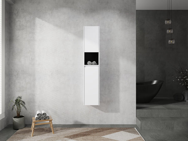 English Elm 12" Bathroom Side Cabinet - Wall-Mounted, Soft-Close Doors, Space-Saving Design For Modern Homes W999S00282