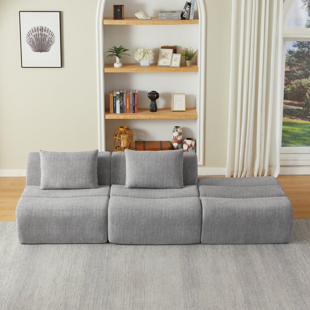 English Elm Oversized Compressed 3-Seater Sofa in Chenille Fabric — No Assembly, Space-Saving Comfort for Homes Grey W2339S00057