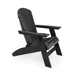 English Elm Adirondack Hdpe Poly Lumber Chair with Cup Holder for Patio Garden Poolside Black B195P198766