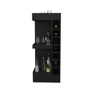 English Elm Lyman Corner Bar Cabinet 46" Tall with 14 Bottle Cubbies, 3-Tier Storage, Open Shelves, Modern Finish Black 32.2 L x 59 W x 12 H B070P254769