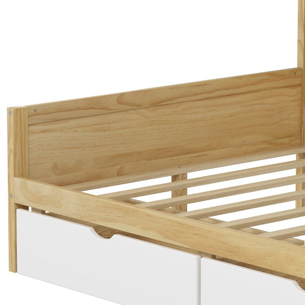 English Elm Wooden L-shape Twin Bed with Study Desk Bookshelf and Nine Storage Cabinets N733S247070M