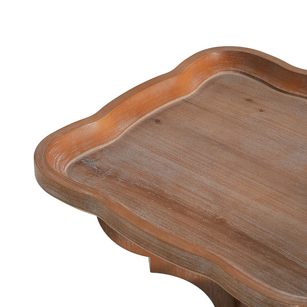 English Elm Accent Table French Country Hourglass Base Carved Wood Distressed Finish Entryway Side 69816.00NTL