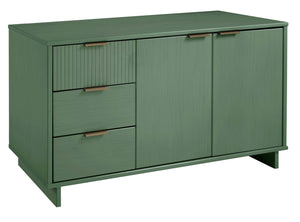 English Elm Granville 55" Sideboard with Solid Wood Ribbed Drawers, Gold Steel Handles & 3 Concealed Shelves Sage Green B365S00116