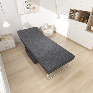 English Elm Folding Ottoman Bed with Adjustable Backrest, Metal Frame 550lb Capacity, Space-Saving Convertible Futon Sofa Chair W1935P256906