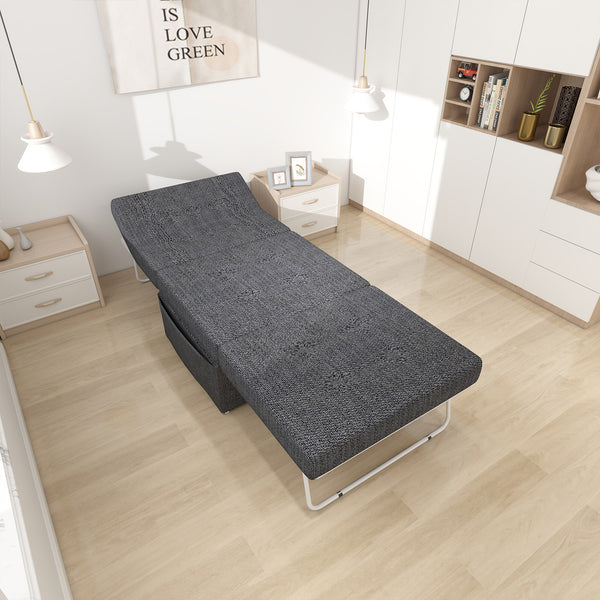 English Elm Folding Ottoman Bed with Adjustable Backrest, Metal Frame 550lb Capacity, Space-Saving Convertible Futon Sofa Chair W1935P256906