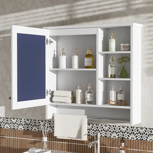 English Elm 30 Inch Wall Mount Mirror Cabinet Mdf Storage with Soft Close Hinges Bathroom Vanity White N710P186086K