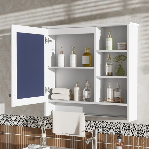 English Elm 30 Inch Wall Mount Mirror Cabinet Mdf Storage with Soft Close Hinges Bathroom Vanity White N710P186086K