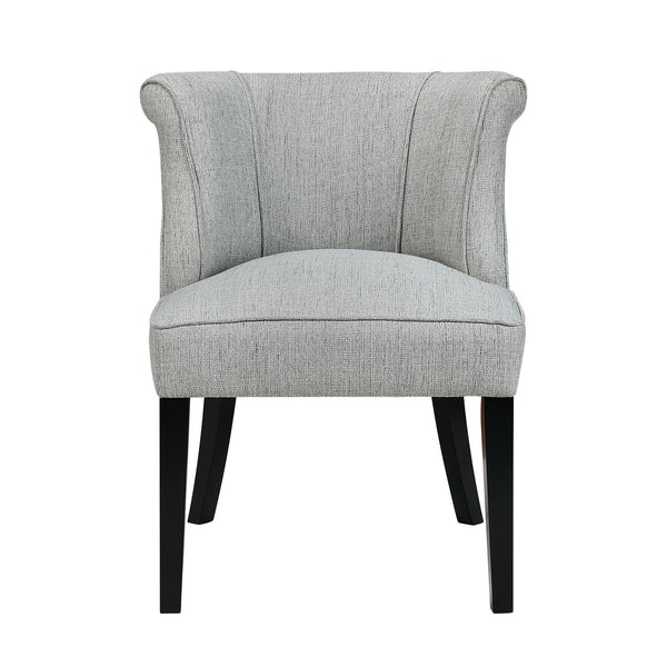 English Elm Foam Curved Back Accent Chair with Piped Upholstery and Padded Seat on Espresso Wood Legs, Stylish Comfort Gray 25.5 L x 25.5 W x 19.5 H B011P305069