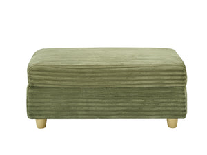 English Elm Green corduroy single sofa with ottoman storage, built-in armrest compartments, removable covers, 57"x41" W1658S00136