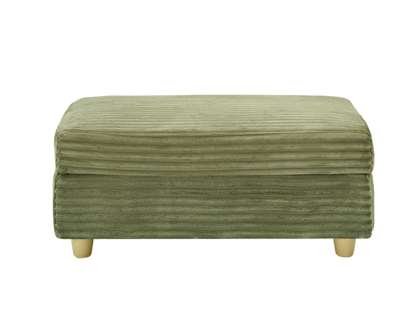 English Elm Green corduroy single sofa with ottoman storage, built-in armrest compartments, removable covers, 57"x41" W1658S00136