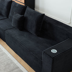 English Elm Deep Seat Corduroy Modular Cloud Couch With Cup Holders – Effortless Comfort, No Assembly Needed! W848S00050